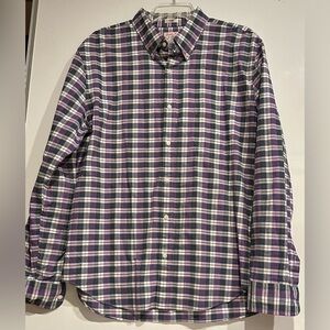 J.Crew Oxford Slim Men's Purple/Green Plaid Long Sleeve Button-Down XLarge